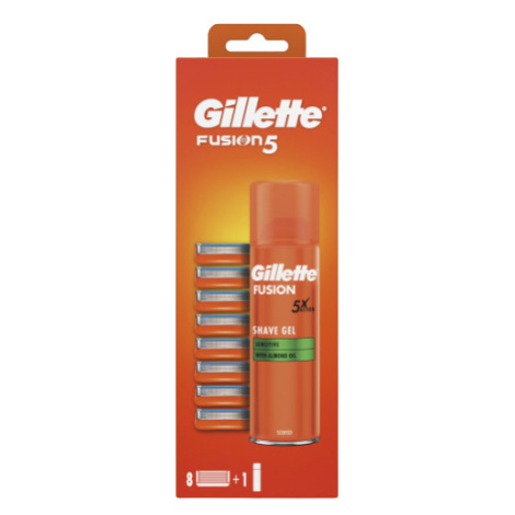 GILLETTE Fusion5 Holiaca hlavica pre muža 8 ks + Gillette Fusion5 Ultra Sensitive 200ml 9 ks