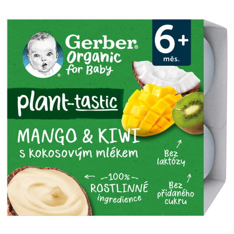 GERBER Organic 100% rostlinný dezert mango a kiwi s kokosovým mlékem 4 x 90 g