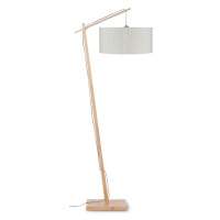 Stojacia lampa so svetlobéžovým tienidlom a konštrukciou z bambusu Good&Mojo Andes