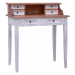 Písací stôl zo zásuvkami masívne drevo Dekorhome Biela / hnedá,Písací stôl zo zásuvkami masívne 