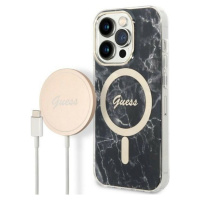 Set Guess Kryt s MagSafe pre iPhone 14 Pro + MagSafe nabíjačka, Čierny