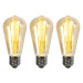 Sada 3 ks E27 stmievateľných LED svietidiel ST64 zlatá 5W 450 lm 2200K