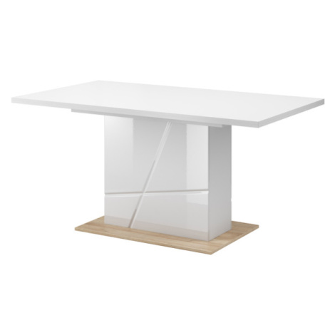 Sconto Jedálenský stôl FUTURA 10 biela vysoký lesk/dub riviéra Houseland