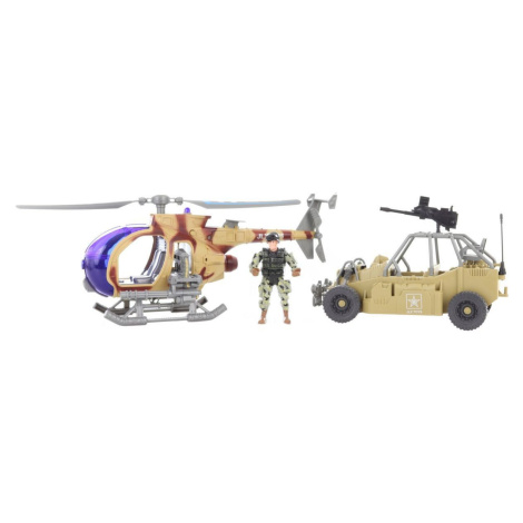 Lamps Vojenská sada s vrtuľníkom a autom na batérie
