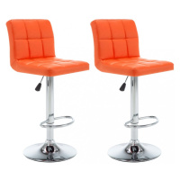 Barové stoličky 2 ks umelá koža / kov Dekorhome Oranžová,Barové stoličky 2 ks umelá koža / kov D