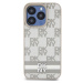 DKNY PU Leather Checkered Pattern and Stripe Zadný Kryt pre iPhone 13 Pro Max Beige