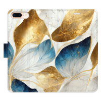 Flipové puzdro iSaprio - GoldBlue Leaves - iPhone 7 Plus