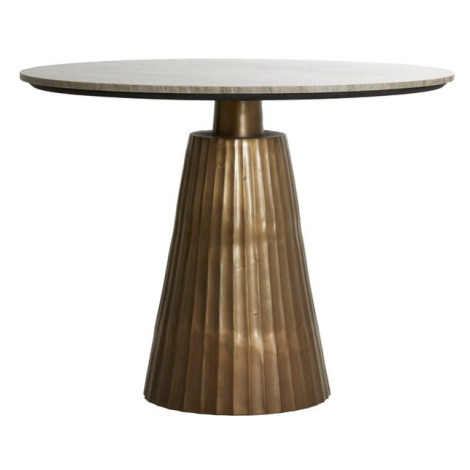 Okrúhly jedálenský stôl v bronzovej a prírodnej farbe s doskou v dekore mramoru ø 100 cm Rianne  Light & Living
