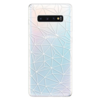 Odolné silikónové puzdro iSaprio - Abstract Triangles 03 - white - Samsung Galaxy S10+