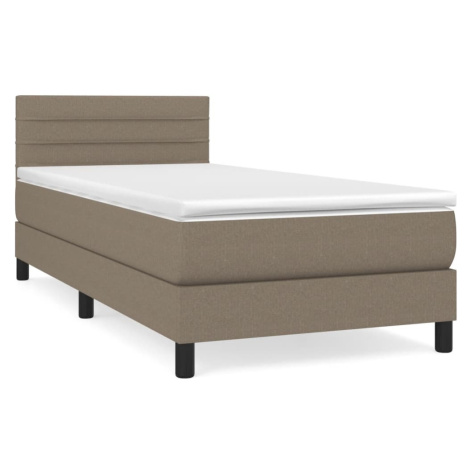 vidaXL PosteÄľnĂ˝ rĂˇm boxspring s matracom sivohnedĂ˝ 90x190 cm lĂˇtka