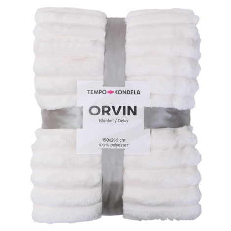 Plyšová pruhovaná deka, biela, 150x200, ORVIN Tempo Kondela