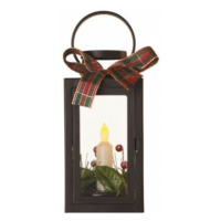 LED dekorácia – vianočný lampáš so sviečkou čierny, 22 cm, 3x AAA, vnútorný, vintage (EMOS