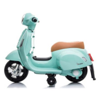 Elektrická motorka Vespa GTS, tyrkysová, s pomocnými kolesami, Licencované, 6V Batéria, 30