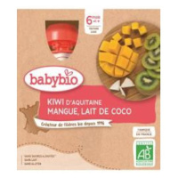 BABYBIO Pyré kiwi, mango, kokosové mlieko (4x 90 g) - ovocný príkrm