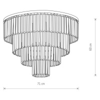 Stropné svietidlo Cristal, transparentné/strieborné, Ø 71 cm