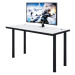 Expedo Počítačový herný stôl CODE X s LED, 135x73-76x65, biela/čierne nohy