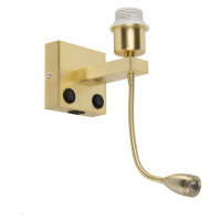 Nástenná lampa v štýle art deco zlatá s USB a ohybným ramenom - Brescia Combi