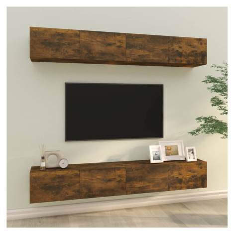 vidaXL Nástenné TV skrinky 4 ks dymový dub 100x30x30 cm