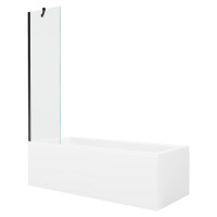 MEXEN/S - Cubik obdĺžniková vaňa 160 x 70 cm s panelom + vaňová zástena 50 cm, transparent, čier
