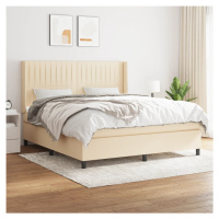 vidaXL Posteľný rám boxspring s matracom krémový 180x200 cm látka