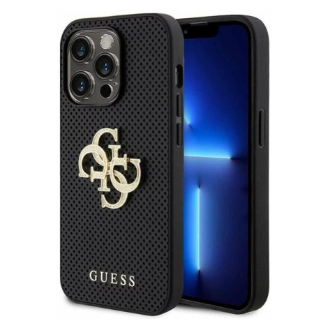 Kryt Guess GUHCP15LPSP4LGK iPhone 15 Pro 6.1" black hardcase Leather Perforated 4G Glitter Logo 