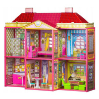 Ružový domček pre bábiky s nábytkom