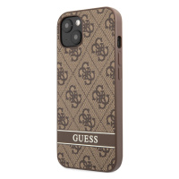 Plastové puzdro Guess na Apple iPhone 13 GUHCP13MP4SNW PU 4G Stripe hnedé