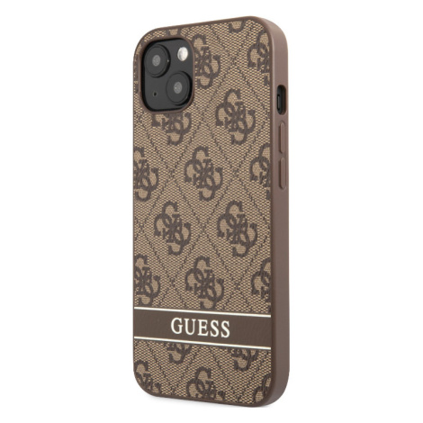 Plastové puzdro Guess na Apple iPhone 13 GUHCP13MP4SNW PU 4G Stripe hnedé