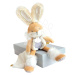 Plyšový zajačik Bunny White Lapin de Sucre Doudou et Compagnie hnedý 31 cm v darčekovom balení o