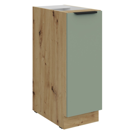 KONDELA Arsany 30 D Cargo BB dolná kuchynská skrinka s výsuvným košom aquamarine / dub artisan Tempo Kondela