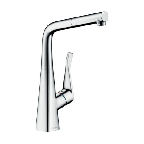 Drezová batéria Hansgrohe Metris M71 s vyťahovacou sprškou chróm 14821000