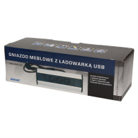 Nabytková rohová zásuvka 2x230V + 2xUSB čierna - 1,8m kábel (ORNO)