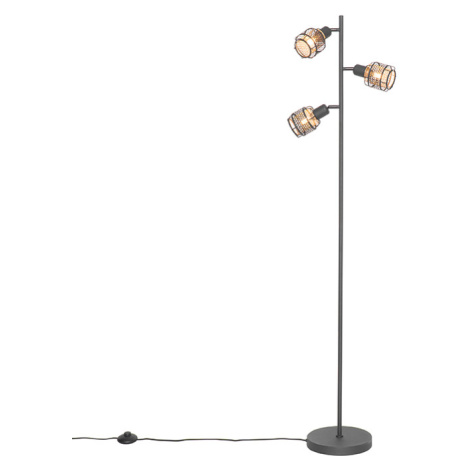Dizajnová stojaca lampa čierna so zlatým 3-svetlom - Noud QAZQA