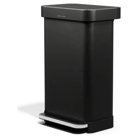 Simplehuman pedálový odpadkový kôš – 45 l, matná čierna oceľ, vak na vrecká
