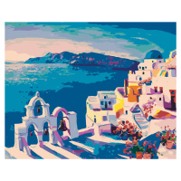 Maľovanie podľa čísel - SANTORINI SO ZVONMI Rámovanie: vypnuté plátno na rám, Rozmer: 40x50 cm