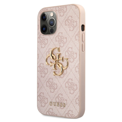 Plastové puzdro Guess na Apple iPhone 12 Pro Max GUHCP12L4GMGPI 4G Metal Logo ružové