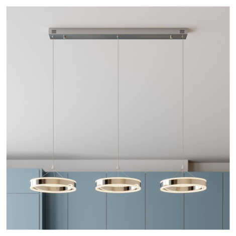 Závesné svietidlo Lucande LED Lyani, 115 cm, 3 svetlá, chróm, stmievateľné