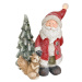Dekorácia MagicHome Vianoce, Santa s veveričkou a stromčekom, 1 LED, 2xAAA, keramika, 35,50x20x4