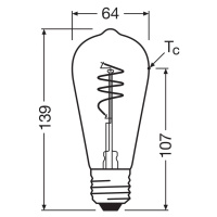 OSRAM LED Vintage ST64 E27 3,4W 927 špirálové vlákno číre