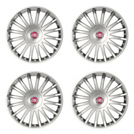 Puklice pre Fiat (červené) 16 CRYSTAL silver