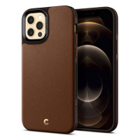 Spigen kryt Leather Brick pre iPhone 12/12 Pro - Saddle Brown