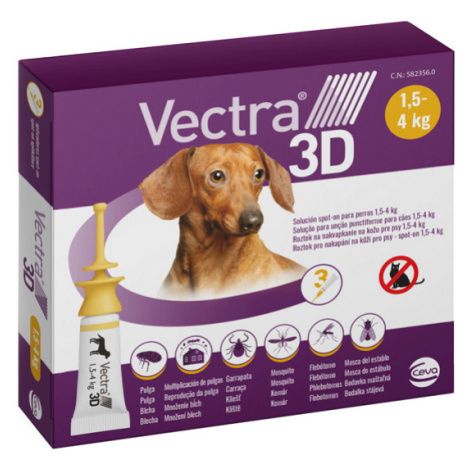 Vectra 3D dog XS pipety proti blchám a kliešťom pre psy od 1,5-4kg