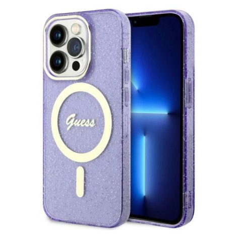 Kryt Guess iPhone 14 Pro 6.1" purple hardcase Glitter Gold MagSafe (GUHMP14LHCMCGU)