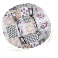 BELLATEX Sedák DITA 62/408 – okrúhly, prešívaný, priem. 40 cm, patchwork love