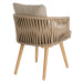 Záhradné stoličky z akáciového dreva s béžovým polstrovaním Kave Home Hemilce