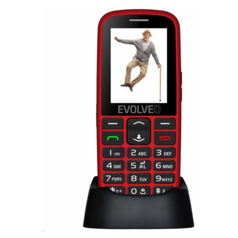 EVOLVEO EasyPhone EG, mobilný telefón pre seniorov s nabíjacím stojanom, červená