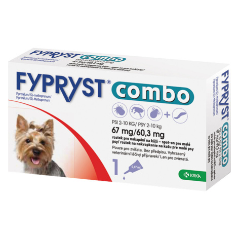 FYPRYST Combo 67 mg/60 3 mg Psy 2-10 kg Roztok na kvapkanie na kožu pre malé psy 1 ks