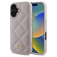 Guess PU Leather Quilted Kryt pre iPhone 16, Ružový