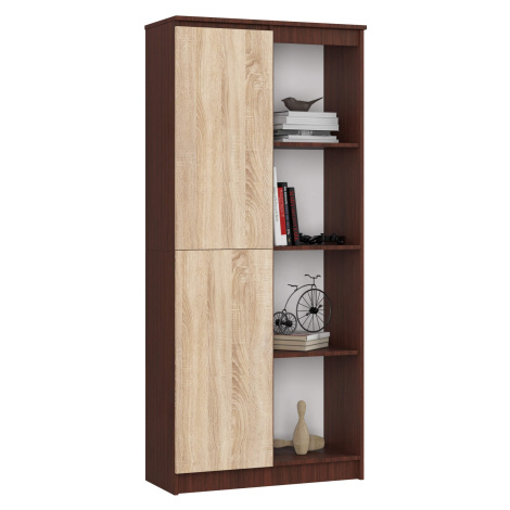 Regál Rexa 80 cm 1 skrinka a 4 police wenge/sonoma