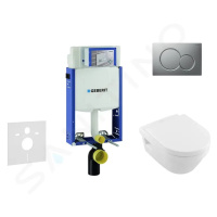 GEBERIT - Kombifix Modul na závesné WC s tlačidlom Sigma01, matný chróm + Villeroy Boch - WC a d